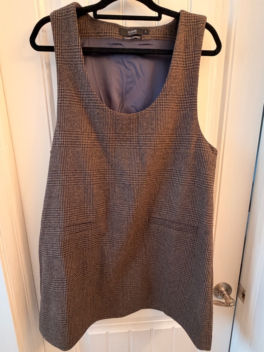 Icone Plaid Sleeveless Shift Dress - Two toned Brown